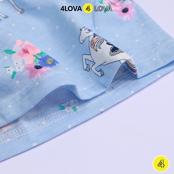 Váy thun cotton cho bé gái 4LOVA  chất cotton mềm mại thấm hút mồ hôi xinh xắn hàng chính hãng