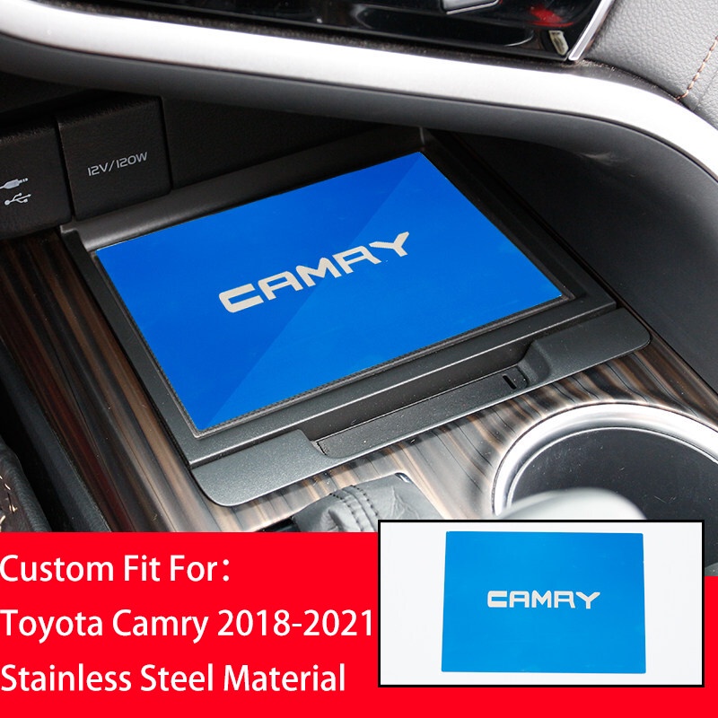 Miếng Dán Trang Trí Hộp Đựng Đồ Bằng Thép Không Gỉ Cho Xe Hơi Toyota Camry 2018 2019 2020 2021