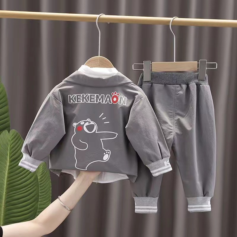 Hàng Có Sẵn Set Đồ Ba Món Phong Cách Mới Mùa Thu Cho Bé Trai