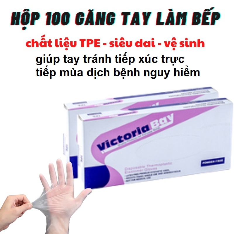 Hộp 100c TPE - Găng tay làm bếp không bột TPE siêu dai