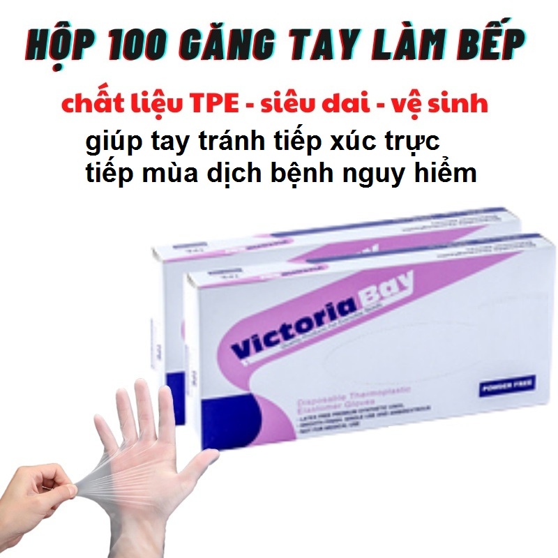 Hộp 100c TPE - Găng tay y tế, làm bếp không bột TPE siêu dai