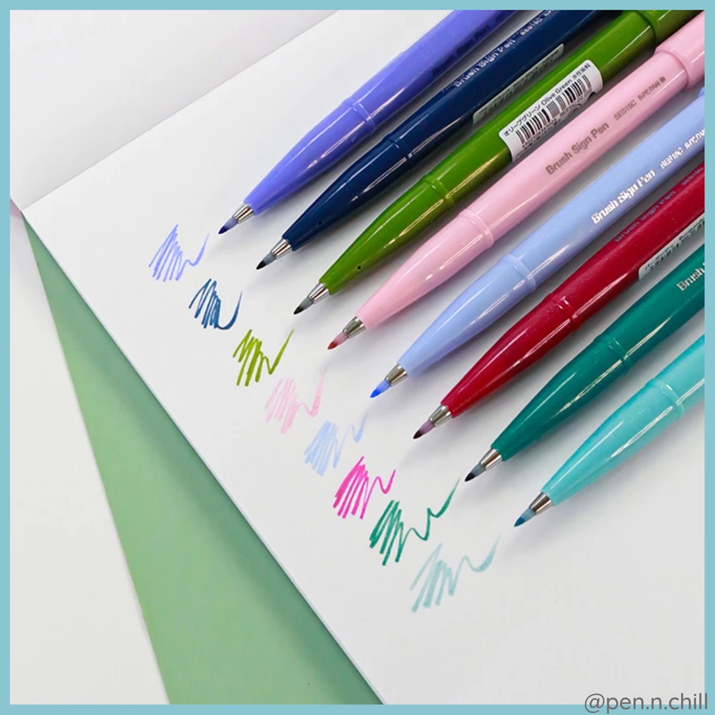 Bút Thư Pháp Pentel Fude Touch Sign Brush 12 Màu Pastelv