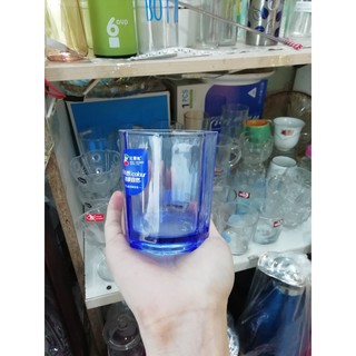 cốc ly - bộ 6 cốc ly thủy tinh năm cạnh màu xanh