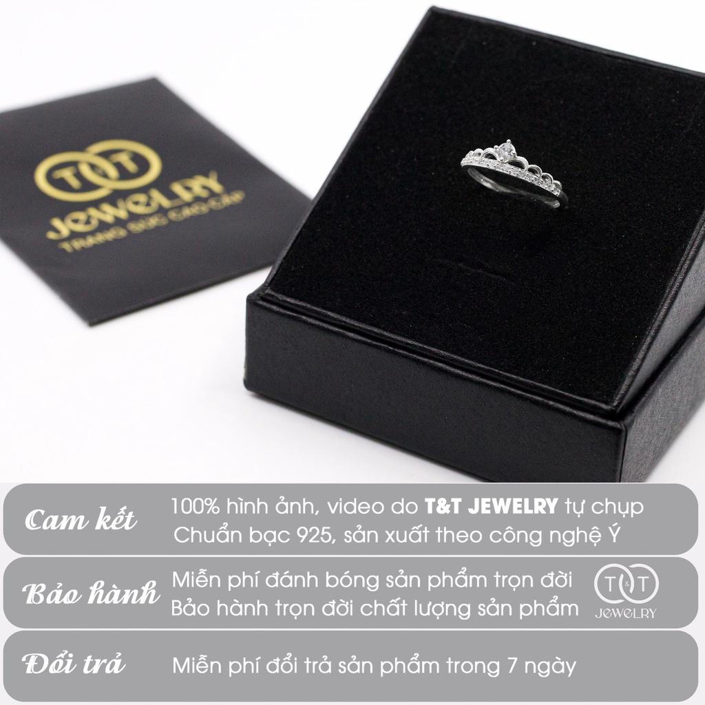 Nhẫn Bạc Nữ T&amp;T Jewelry Vương Miện nạm đá cao cấp NN08