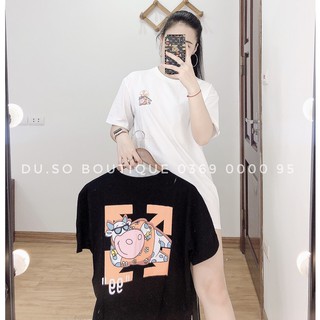 Áo thun nam nữ Unisex Áo phông Oversize in hình OW Bò sữa DUSO 2 màu Đen, Trắng
