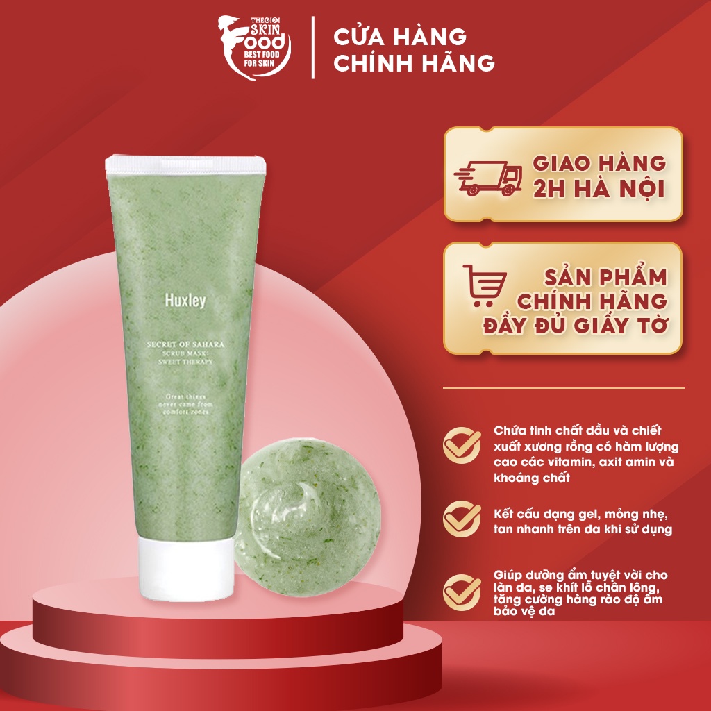 Mặt Nạ Tẩy Da Chết Dạng Hạt Hàn Quốc Chiết Xuất Xương Rồng Giảm Mụn Đầu Đen, Dưỡng Ẩm Huxley Scrub Mask