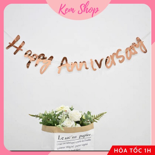 Dây chữ Happy Anniversary CNC ánh kim trang trí tiệc kỷ niệm - Kem Shop K215