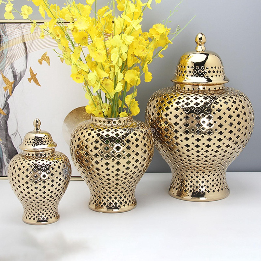 Lọ Gốm Đựng Gừng / Hoa Thủ Công Có Nắp Đậy Trang Trí Nhà Cửa