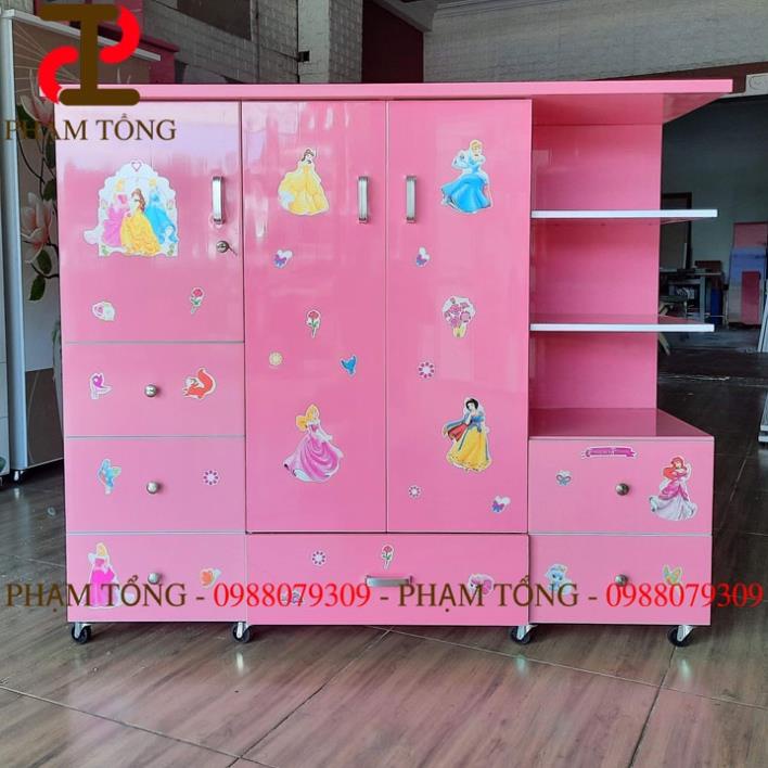 Tủ quần áo trẻ em màu hồng kèm kệ cho bé gái   Miễn phí giao hàng