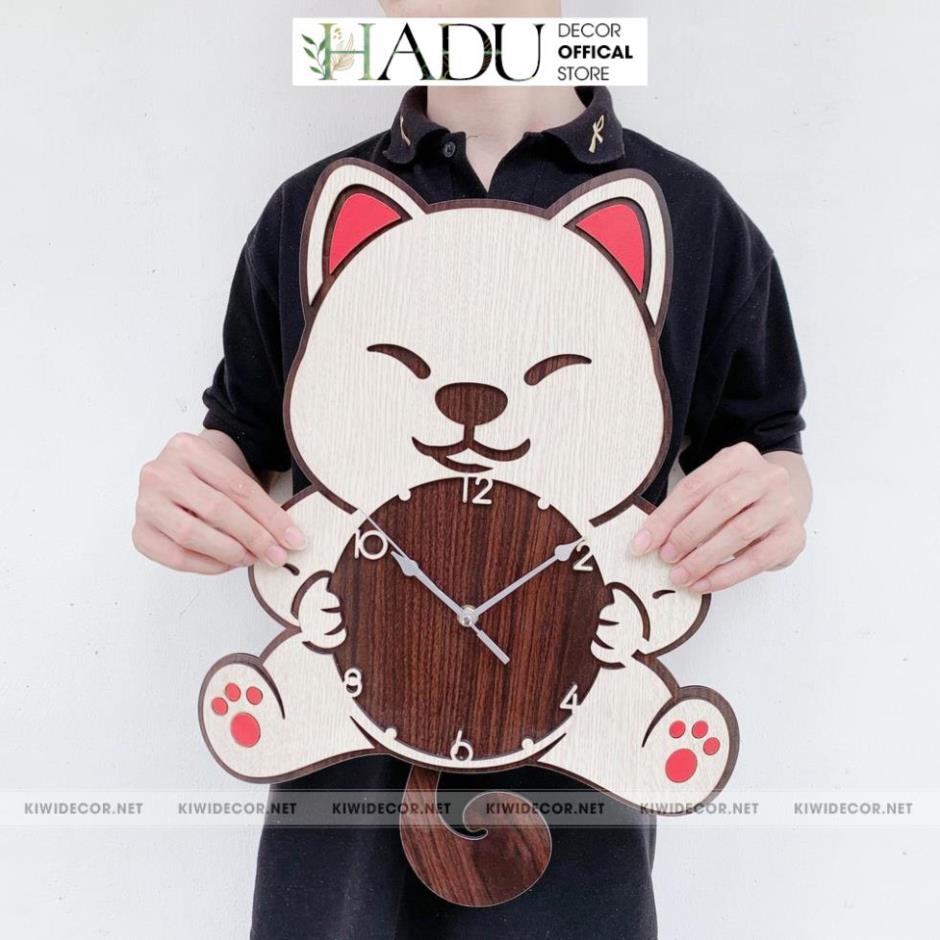 Đồng Hồ Treo Tường Gỗ Decor Chó Shiba, Dễ thương, Trang Trí Nhà Cửa, HomeStay - HaduDecor