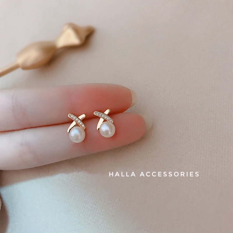 Khuyên tai chuôi bạc S925 đính ngọc cao cấp HALLA BT137 BT138