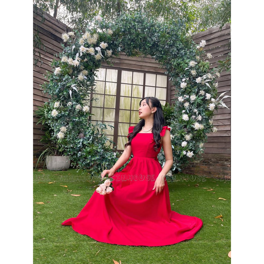 Đầm Maxi Nino 1303 cổ vuông bèo sang trọng CIN HOUSE