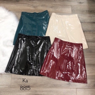 Chân váy da bóng trơn màu