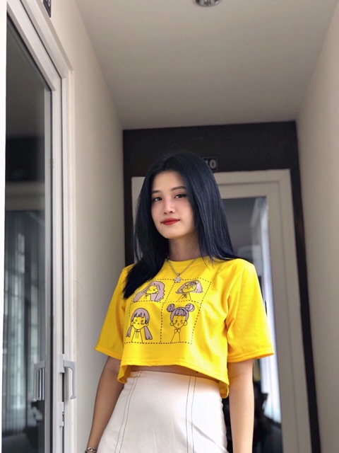 Áo Croptop Cô Gái Form Rộng Ảnh Thật