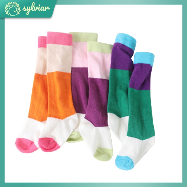 1 Đôi Vớ Cotton Màu Sắc Cầu Vồng Phù Hợp Cho Bé Trai Và Bé Gái