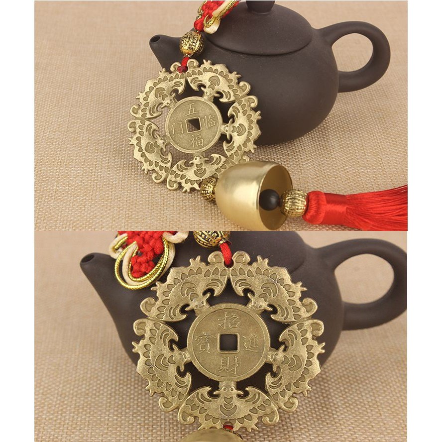 Dây Đồng Xu Ngũ Phúc Lâm Môn Kèm Chuông Phong Thủy có sỉ số lượng lớn