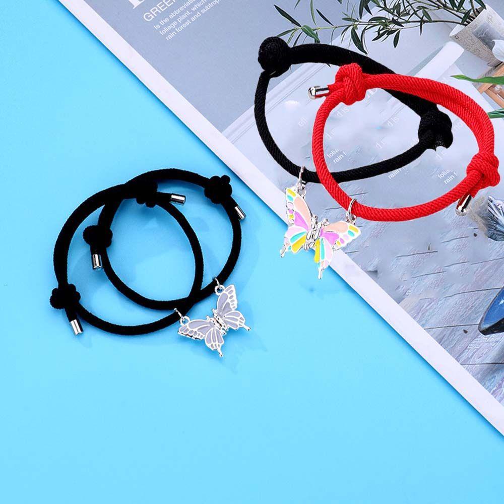 Vòng Tay Dây Bện Phối Hạt Nam Châm Có Thể Điều Chỉnh Phong Cách Hàn Quốc