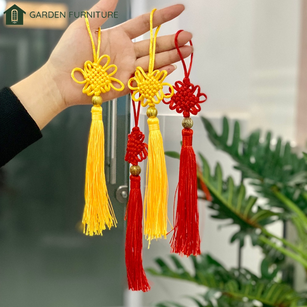 Dây treo may mắn màu đỏ, Dây tua rua thắt nút treo ngọc,dây treo trang trí cửa, dây treo cành cây mai trang trí ngày tết