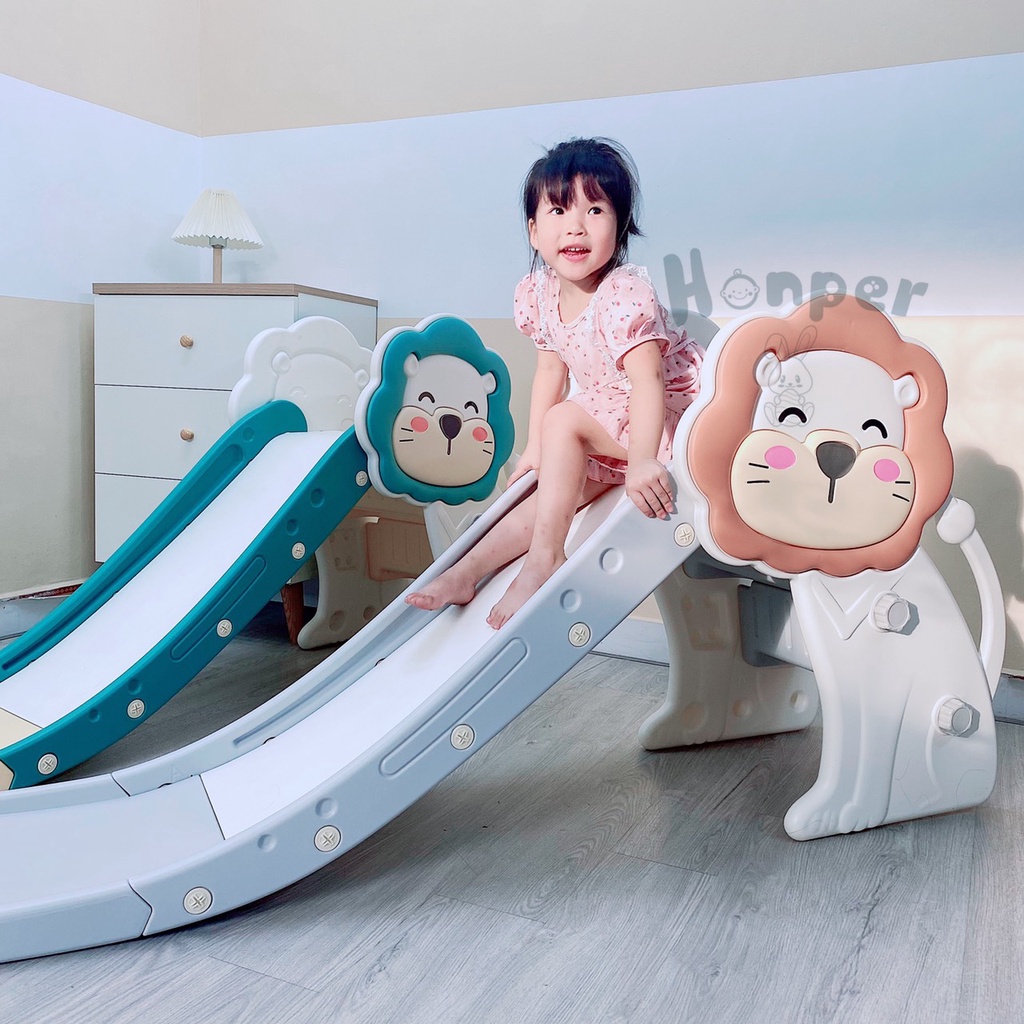 Cầu trượt đơn Honper hình sư tử chính hãng - bảo hành 1 năm phân phối chính hãng Bonbon mart