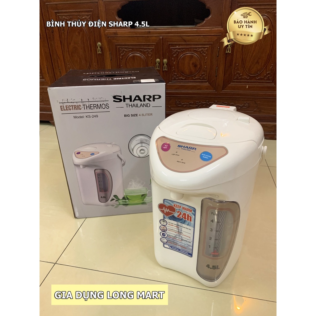 Bình thủy điện SHARP KS-249 Dung tích 4.5L Công xuất 750W, Hàng chính hãng Bảo Hành 12 Tháng