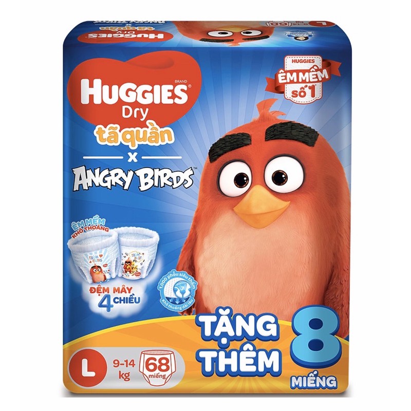 Tã quần Huggies Angry Birds phiên bản giới hạn tặng 8 miếng M74/L68/XL62/XXL56 mới