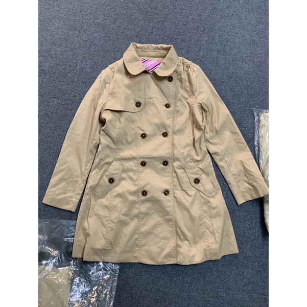 Áo khoác măng tô kaki bé gái xuất dư size 155