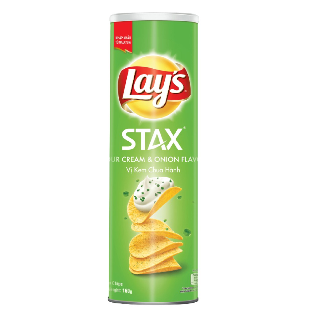 Combo 2 Bánh snack khoai tây miếng Lay's Stax Mix vị 160g: Kem chua hành và Sườn nướng BBQ