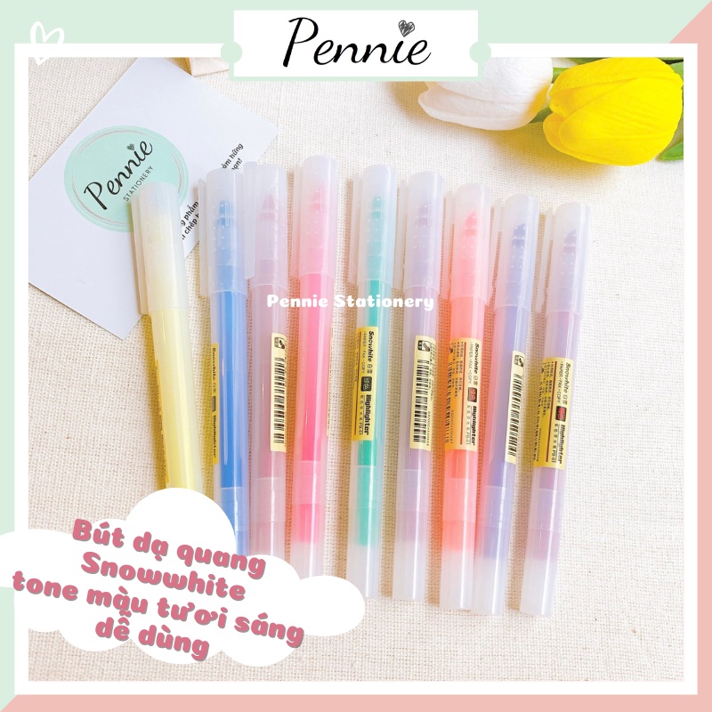 Bút dạ quang Pennie Snowwhite chuyên highlight nhiều màu sắc lựa chọn hỗ trợ học tập đọc sách