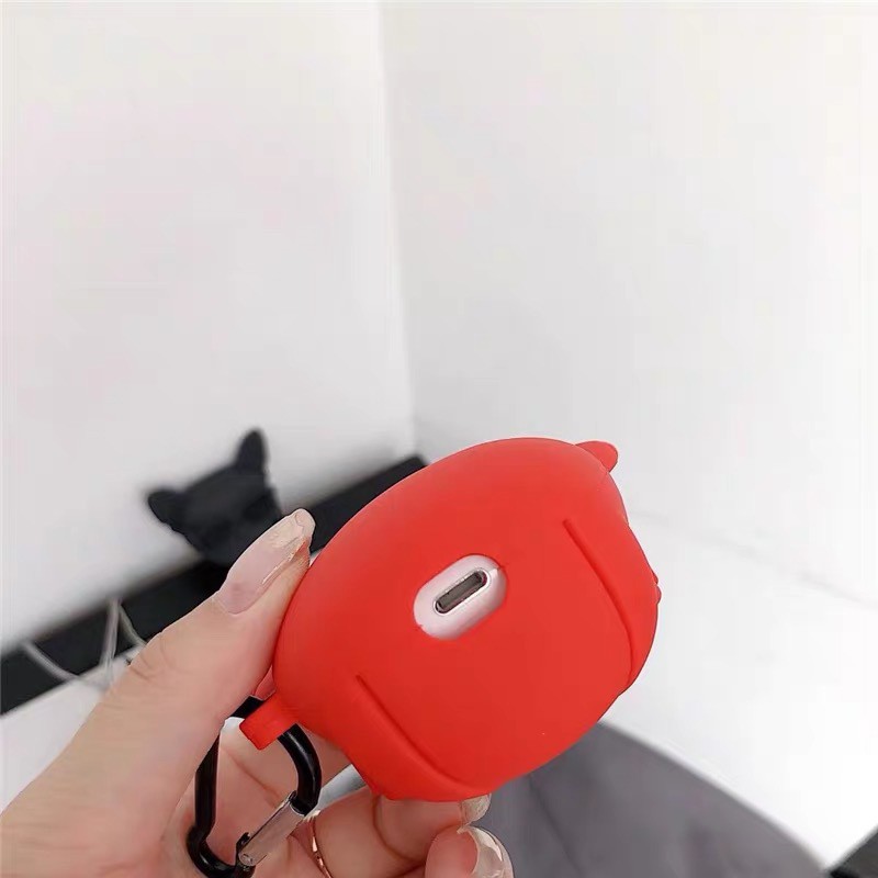 Case Airpods Bảo Vệ Tai Nghe Hình Chó Ngầu Bull Dog Đen Đỏ  Case Airpods 1-2 Siêu Ngầu