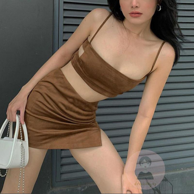 DRE-Women Summer Set,Hollow Elastic Solid Color Skinny High Waist Cool Summer Clothing