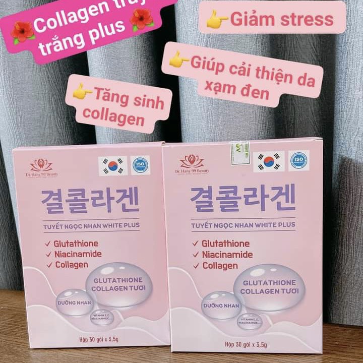 Collagen Tuyết Ngọc Nhan Hoàn Nguyễn x10 Dưỡng Trắng , mờ nám -  Collagen Truyền Trắng Hany Hộp 30 gói
