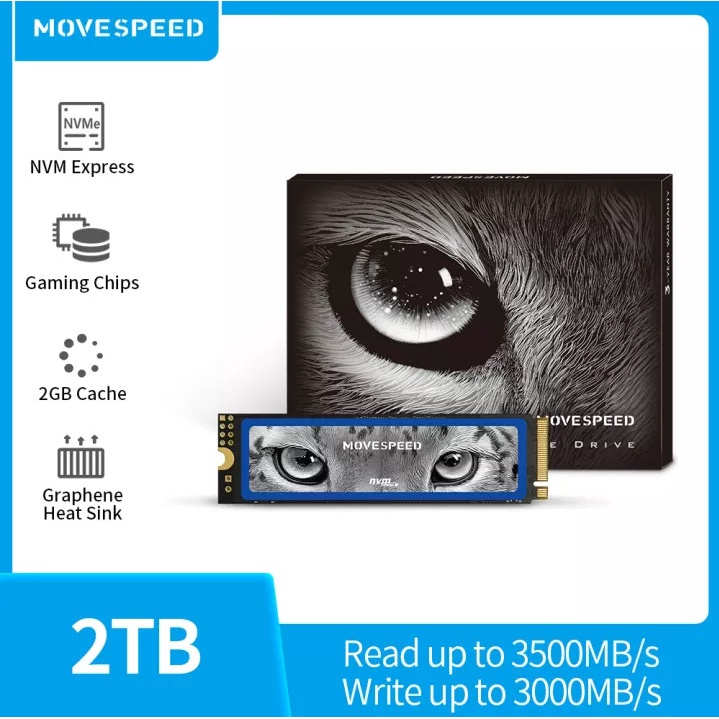 Ổ cứng SSD MOVE SPEED NVMe 2TB PCIe có DRAM Gen3x4 M.2 2280- New - Full Box - (BH 36 Tháng)