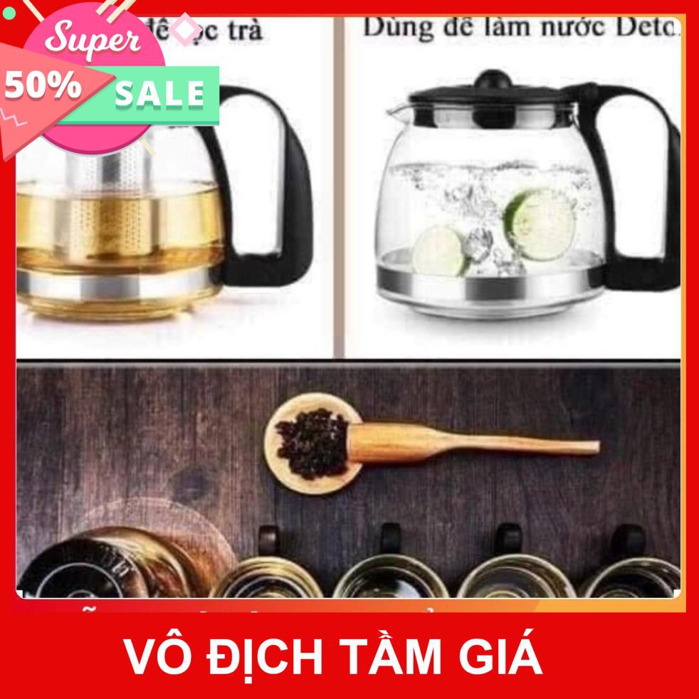 Bộ Ấm Pha Trà Thủy Tinh , Tặng 4 Cốc Thủy Tinh