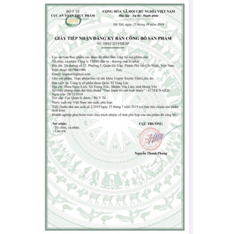 Viên Uống Vegtin Xuyên Tâm Liên - Hỗ trợ giảm ho , giảm đờm - hộp 20 viên nang