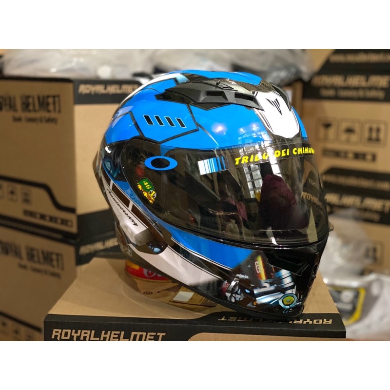 Mũ Fullface 2 kính M266 Đen Bóng Lên Tem New Xanh Đặc Biệt cực đẹp , Tặng túi đựng nón và BH 12 tháng