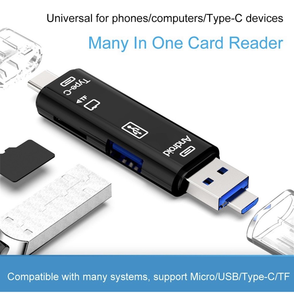 Đầu đọc thẻ nhớ  5 trong 1 Type C / OTG / đầu đọc thẻ với giao diện USB