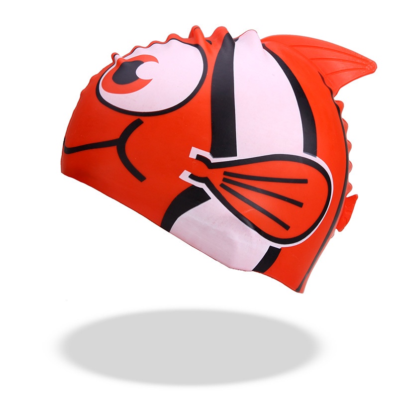 Mũ Bơi Bằng Silicon Họa Tiết Hoạt Hình Mắt To Chống Thấm Nước Cho Bé