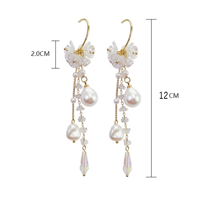 Bông Tai Mạ Bạc 925 Hình Hoa Tua Rua Phong Cách Hàn Quốc