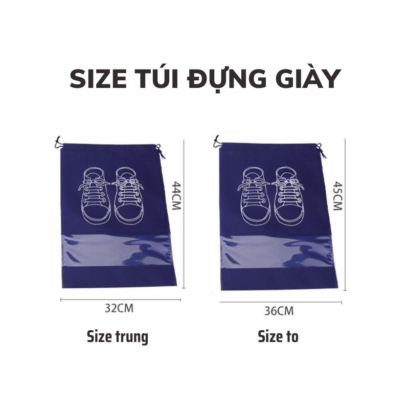 Combo 2 túi đựng giày dép có dây rút hoạ tiết chống bụi bẩn tiện lợi trời mưa, du lịch