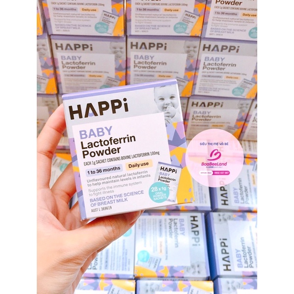 Bột Dinh Dưỡng 1000 Ngày Happi Baby Lactoferrin Powder - Hộp 28 gói x 1g - BAABEELAND
