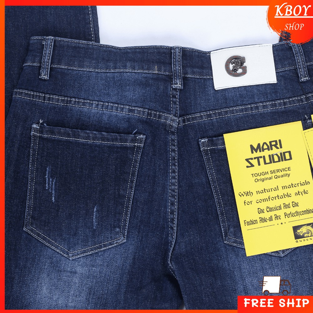 Quần jeans nam rách nhẹ gối ống ôm chất bò cao cấp vải mềm mịn hợp dáng - QJ16 | BigBuy360 - bigbuy360.vn