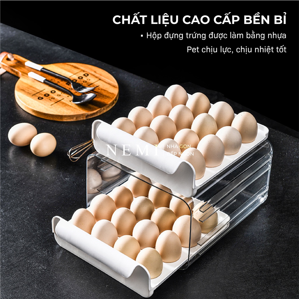 Hộp Đựng Trứng NEMI 2 Tầng 32 Ô Thiết Kế Dễ Dàng Xếp Trồng Trong Suốt Dễ Dàng Quan Sát Trứng Bên Trong