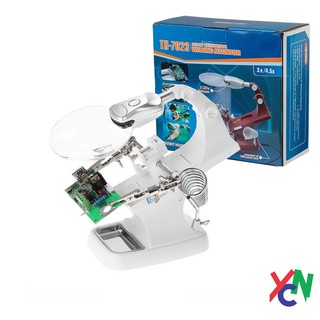 Kệ hàn, giá đỡ mỏ hàn chất lượng cao TH-7023A có kẹp giữ mạch tích hợp kính lúp và đèn led