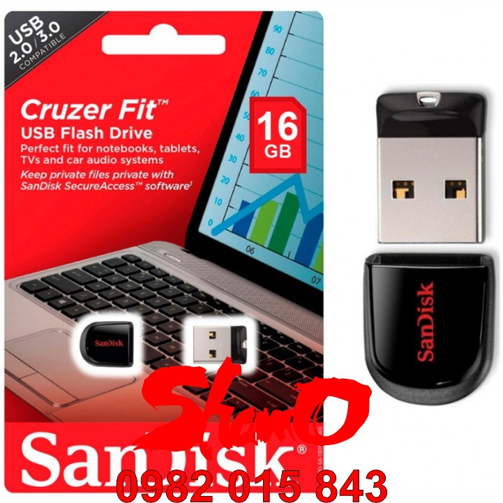 USB chịu nước – SanDisk 16GB Chính Hãng – Cruzer Fit CZ33 – USB Flash Diver – Bảo hành 5 năm – Siêu nhỏ | BigBuy360 - bigbuy360.vn