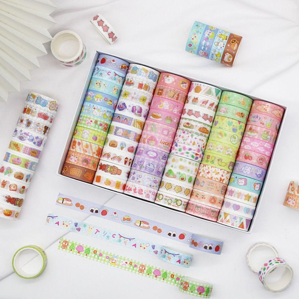 Set 24 60 Cuộn Băng Keo Washi Hình Trái Tim Nhỏ Xinh Chất Lượng Cao Trang Trí Sổ Tay DIY