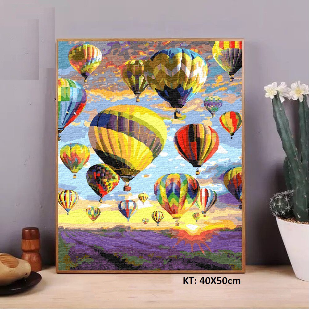 Tranh sơn dầu số hóa tự tô –TẶNG KHĂN- Tranh tô màu theo số-  đã căng sẵn khung 40 x 50 cm- Moon shop