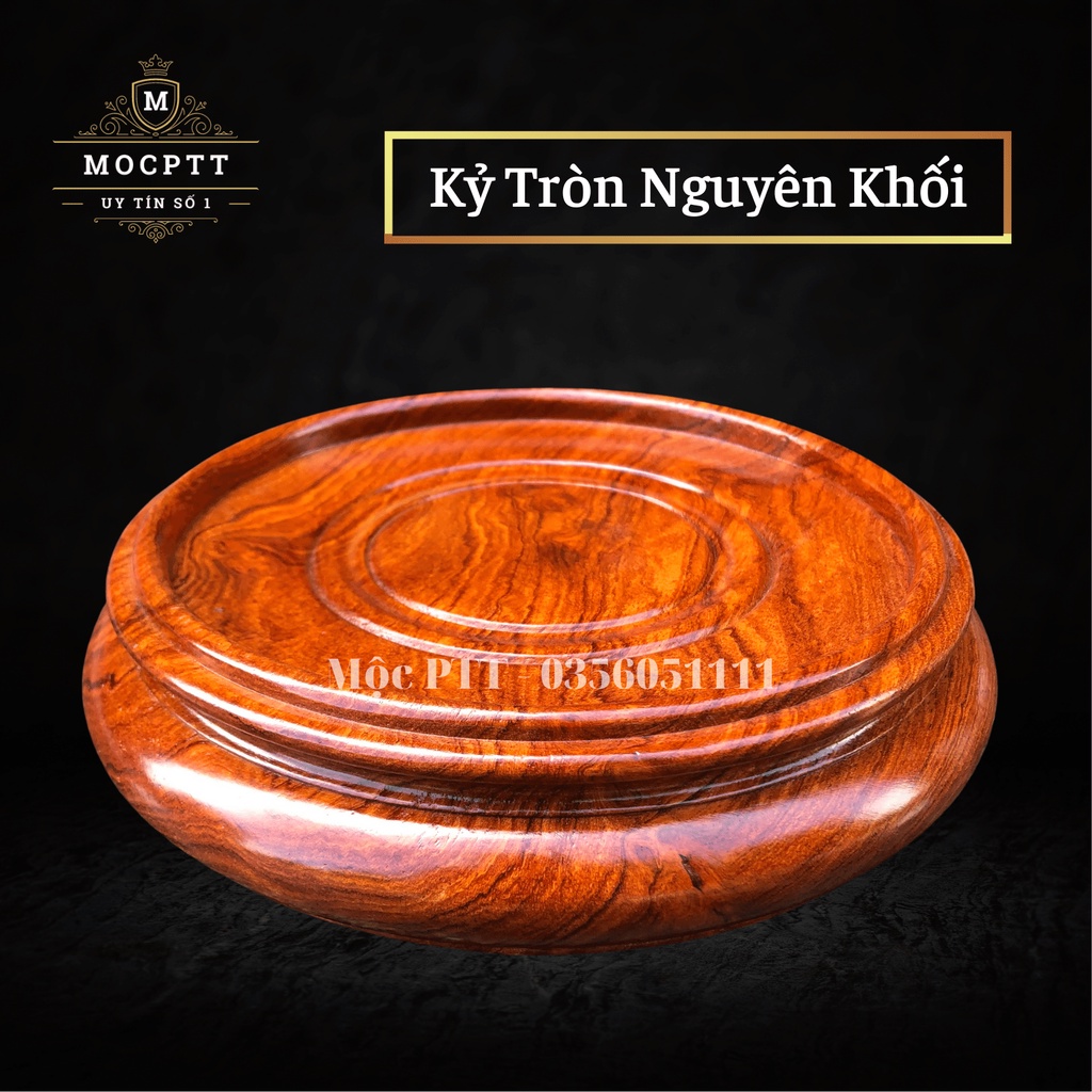 Kỷ tròn , Đế tròn mẫu VIP gỗ Hương Đá nguyên khối 100% kích thước Mặt 16 18 20 Cao 6 cm