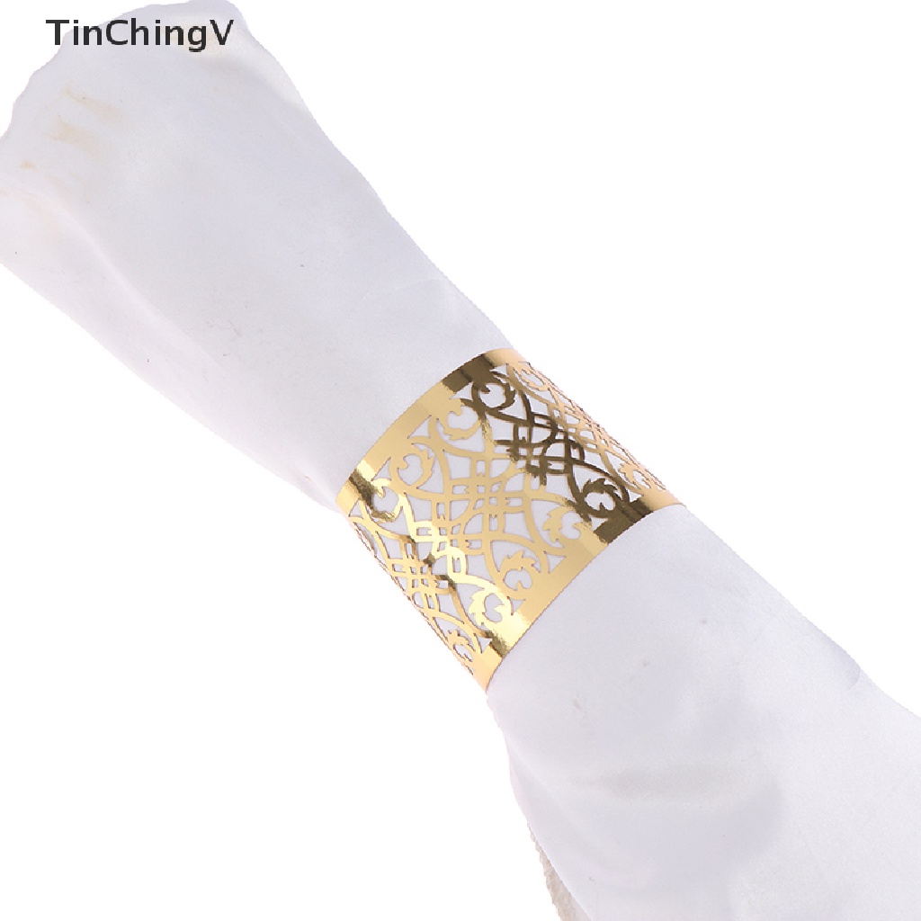 Set 50 Vòng Khóa Khăn Ăn Bằng Giấy Cắt Laser Thiết Kế Ren Dành Cho Tiệc Tùng