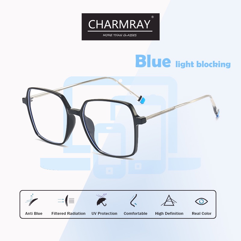 Mắt kính CHARMRAY gọng TR90 tròng chống ánh sáng xanh thời trang dành cho nam và nữ