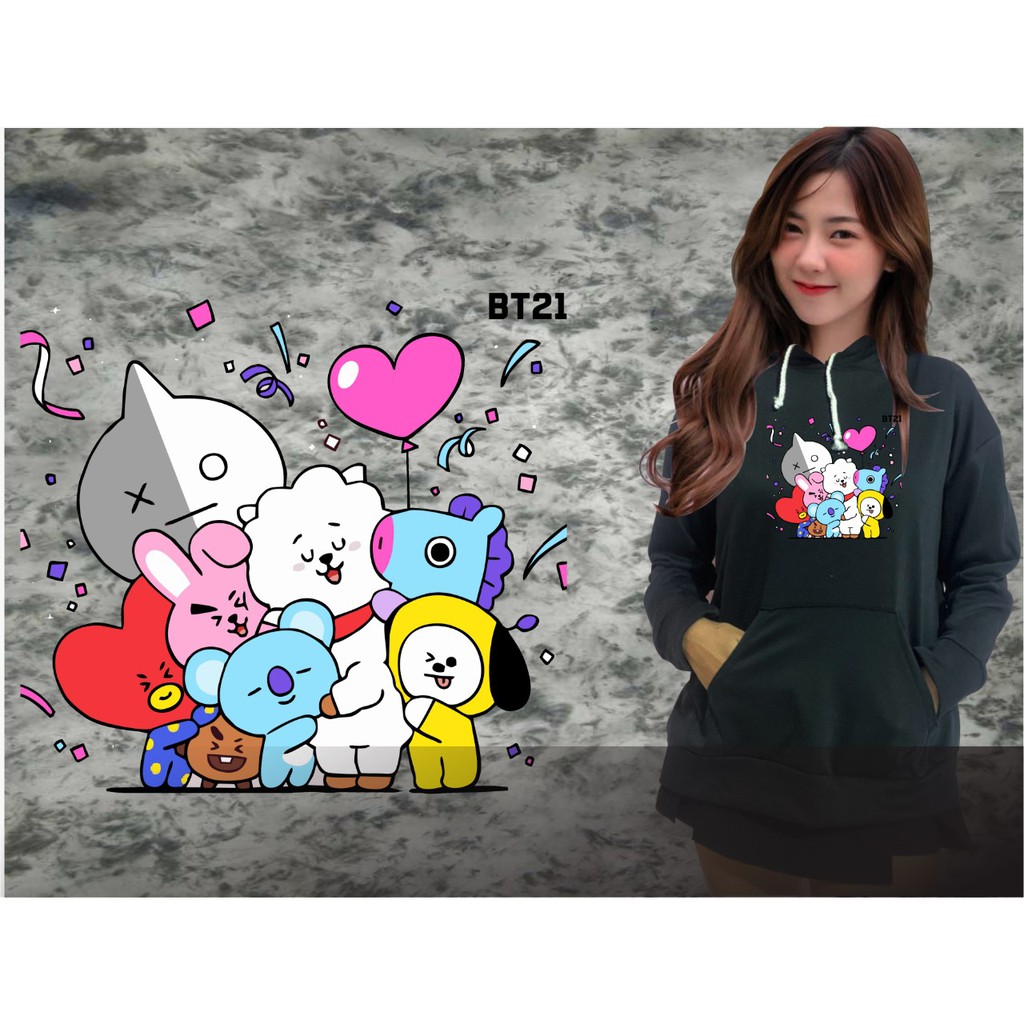 Áo Hoodie Họa Tiết Bt21 001 / Baby Terry Dễ Thương Cho Nữ